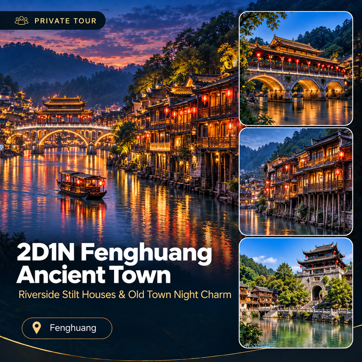 2D1N Fenghuang Ancient Town Private Tour | Tuojiang River & Miao Culture