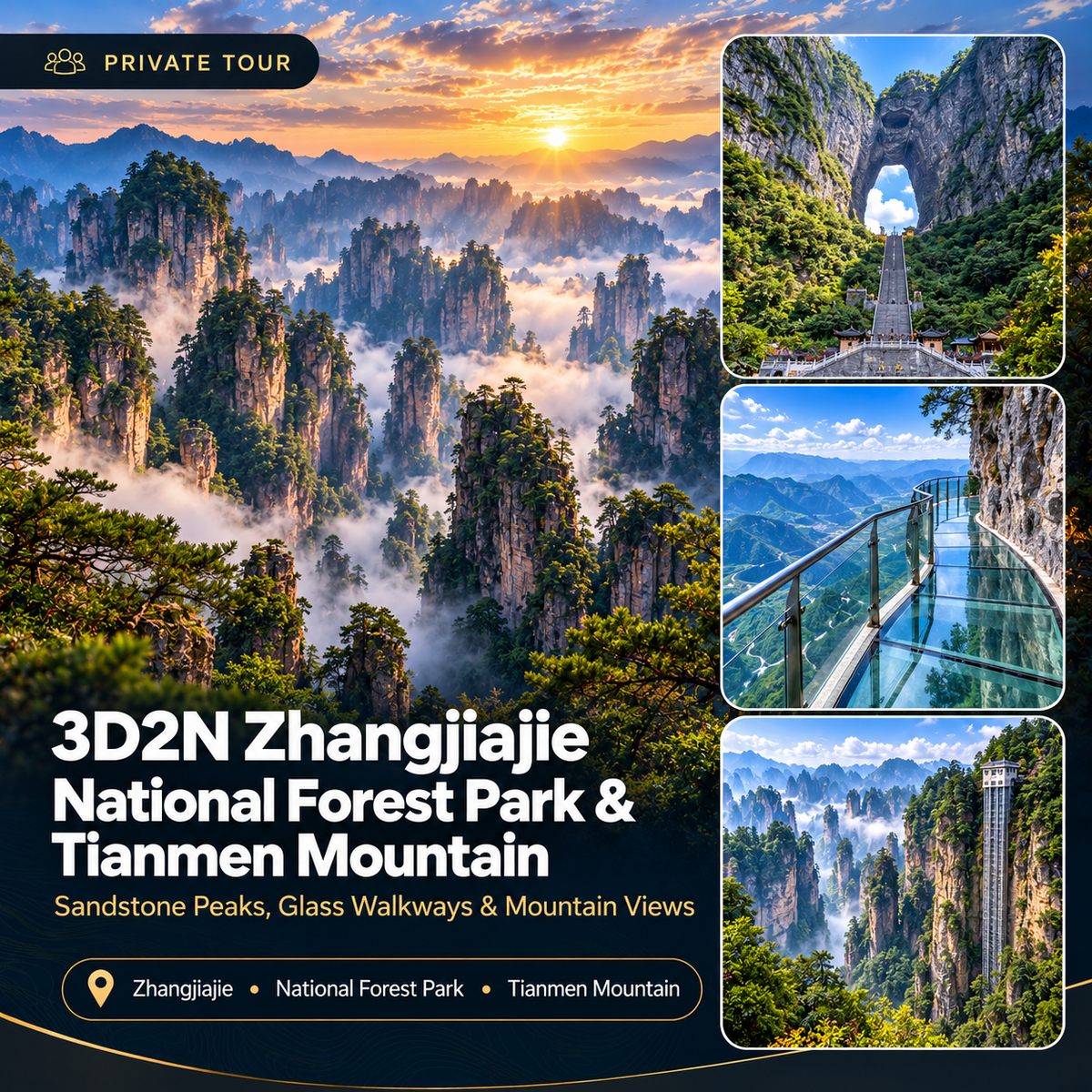 3D2N Zhangjiajie National Forest Park & Tianmen Mountain Private Tour