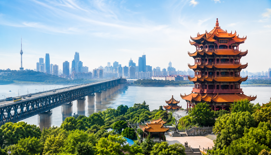 Yellow Crane Tower view over the Yangtze River in Wuhan